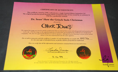 Original Chuck Jones How the Grinch Stole Christmas Production Drawing With Matching 1/1 Cel