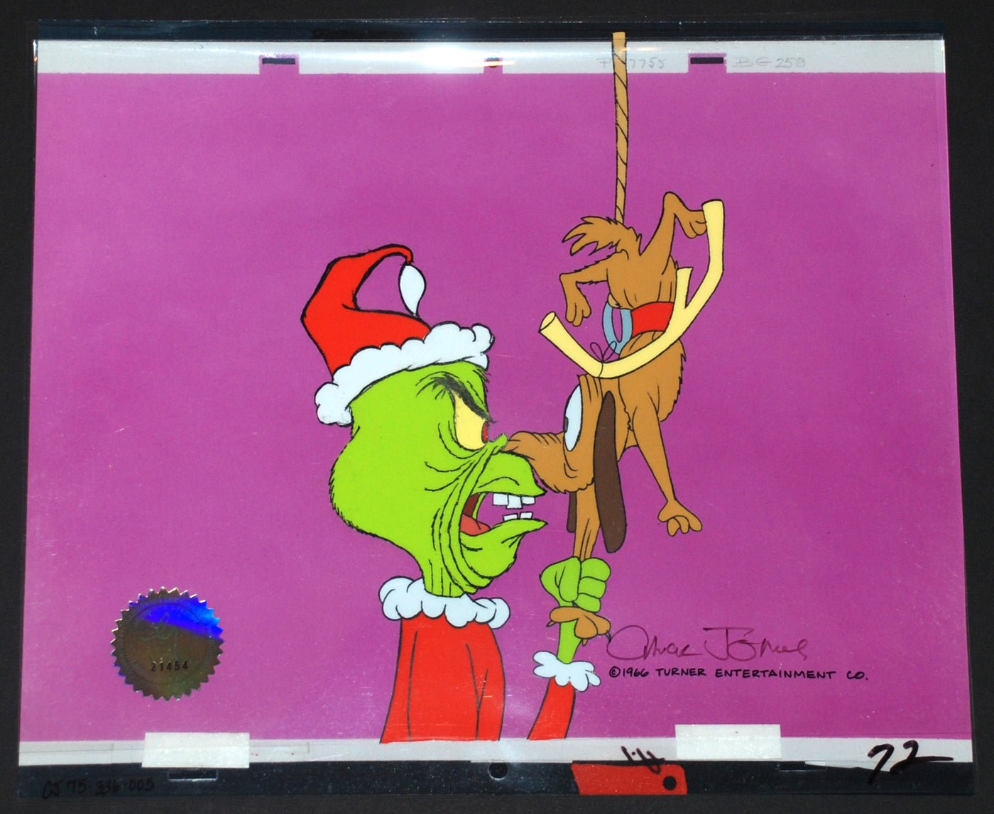 Original Signed Chuck Jones Production Cels of Max and The Grinch from How the Grinch Stole Christmas