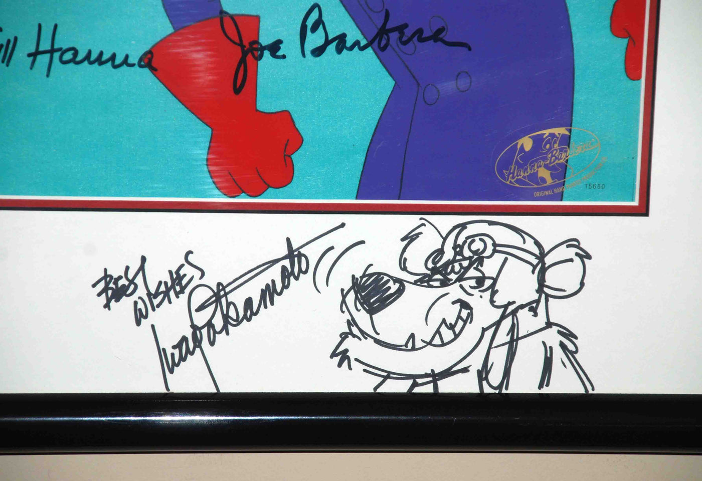 Hanna Barbera Production Cel from Fender Bender featuring Dick Dasterdly, Signed by Hanna, Barbera, Takamoto