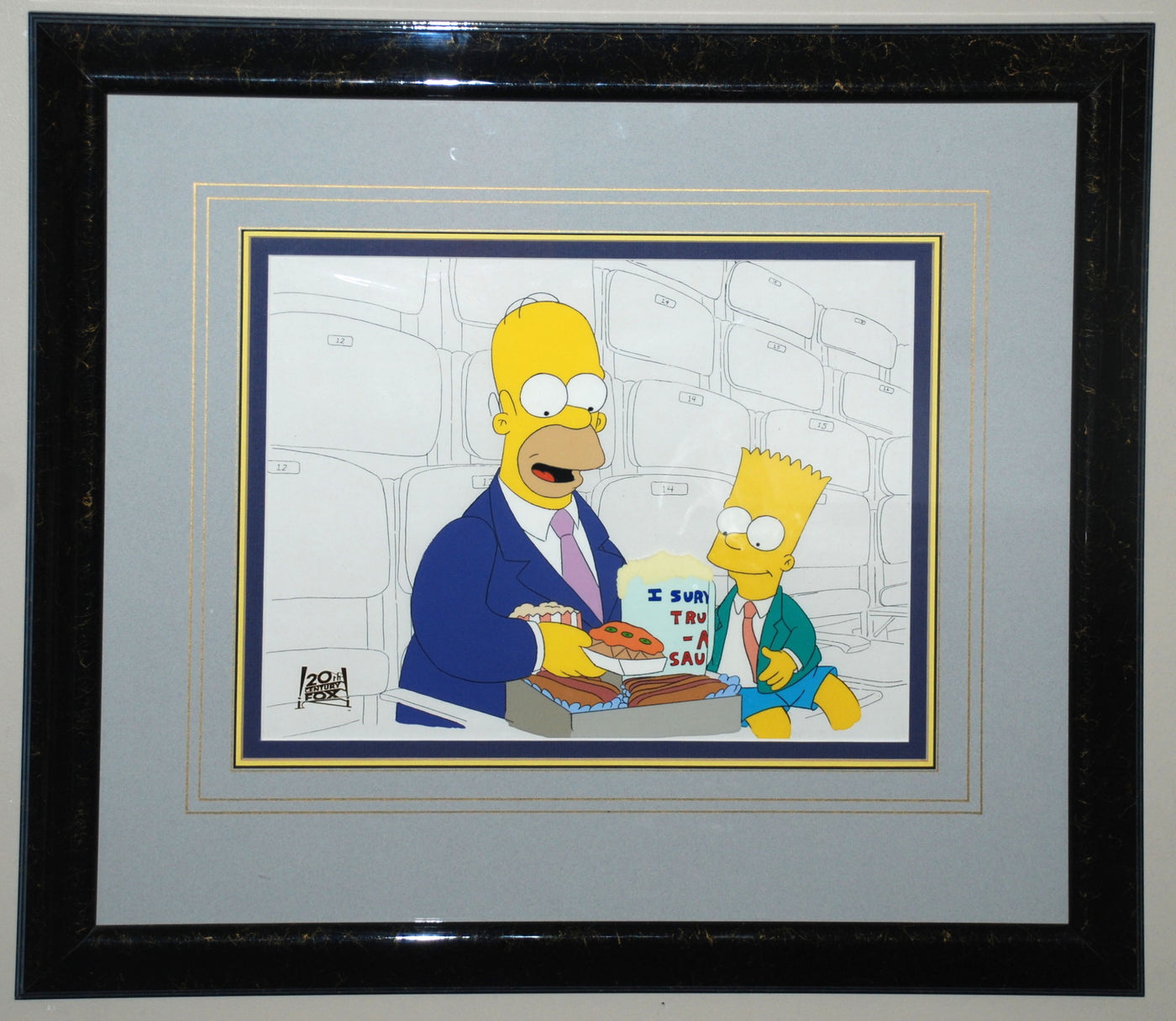 Original Simpsons Production Cel from the Simpsons featuring Homer and Bart