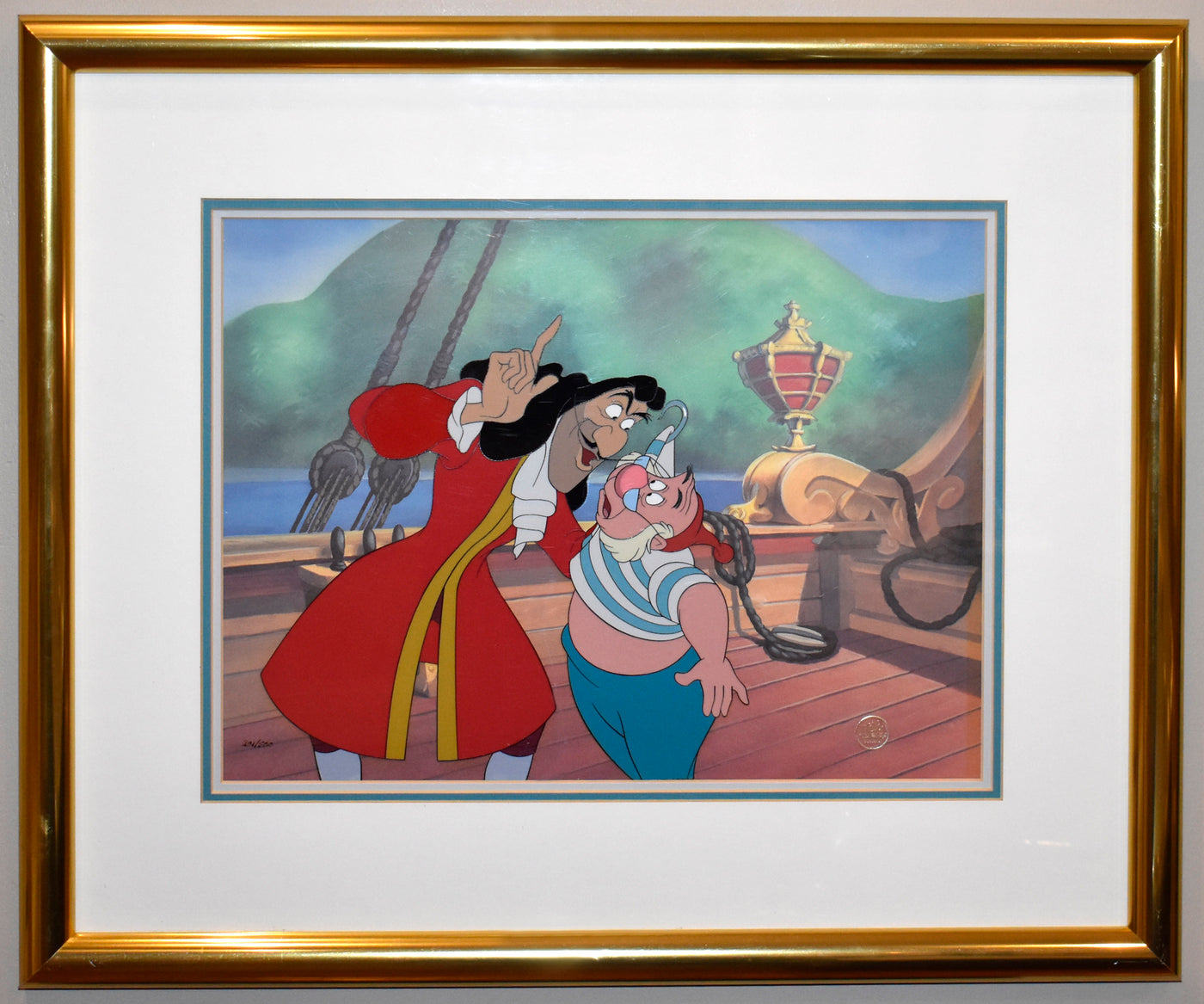 Disney Animation Art Limited Edition Cel Featuring Hook and Smee from "Disney Villains Volume I," Signed by Ollie Johnston and Frank Thomas