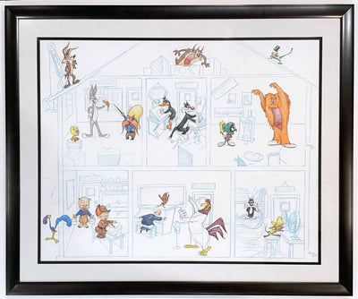 Warner Brothers "Looney Bin" Animation Drawing Signed by Virgil Ross