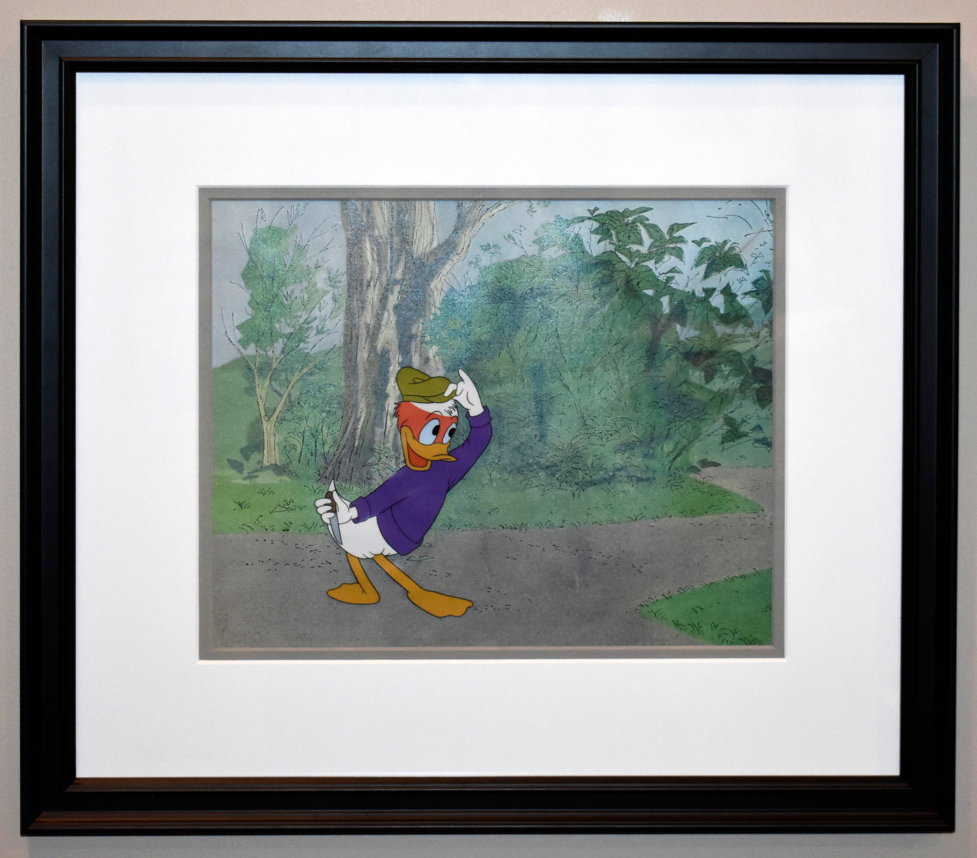 Original Walt Disney Production Cel on Color Copy Background featuring Donald Duck