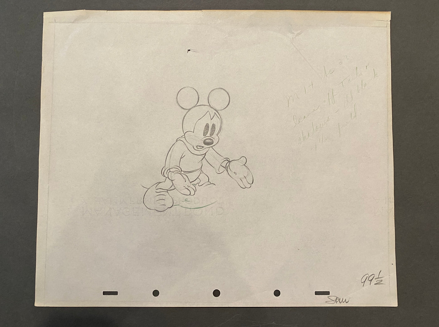 Original Walt Disney Production Drawing from Brave Little Tailor (1938) featuring Mickey Mouse