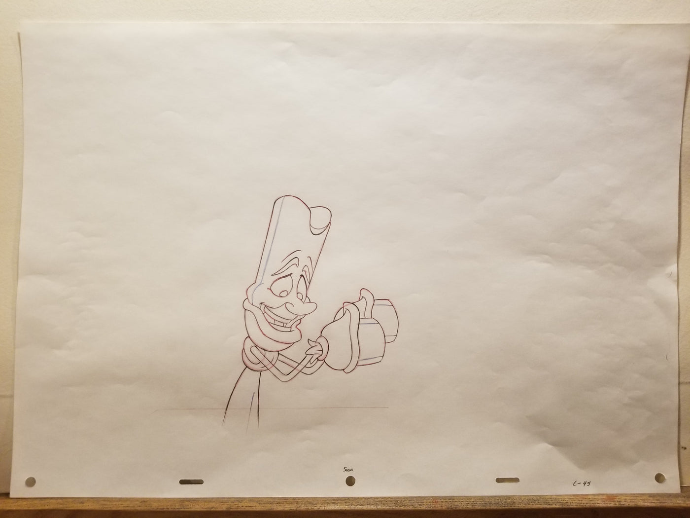 Original Walt Disney Production Drawing from Beauty and the Beast featuring Lumiere