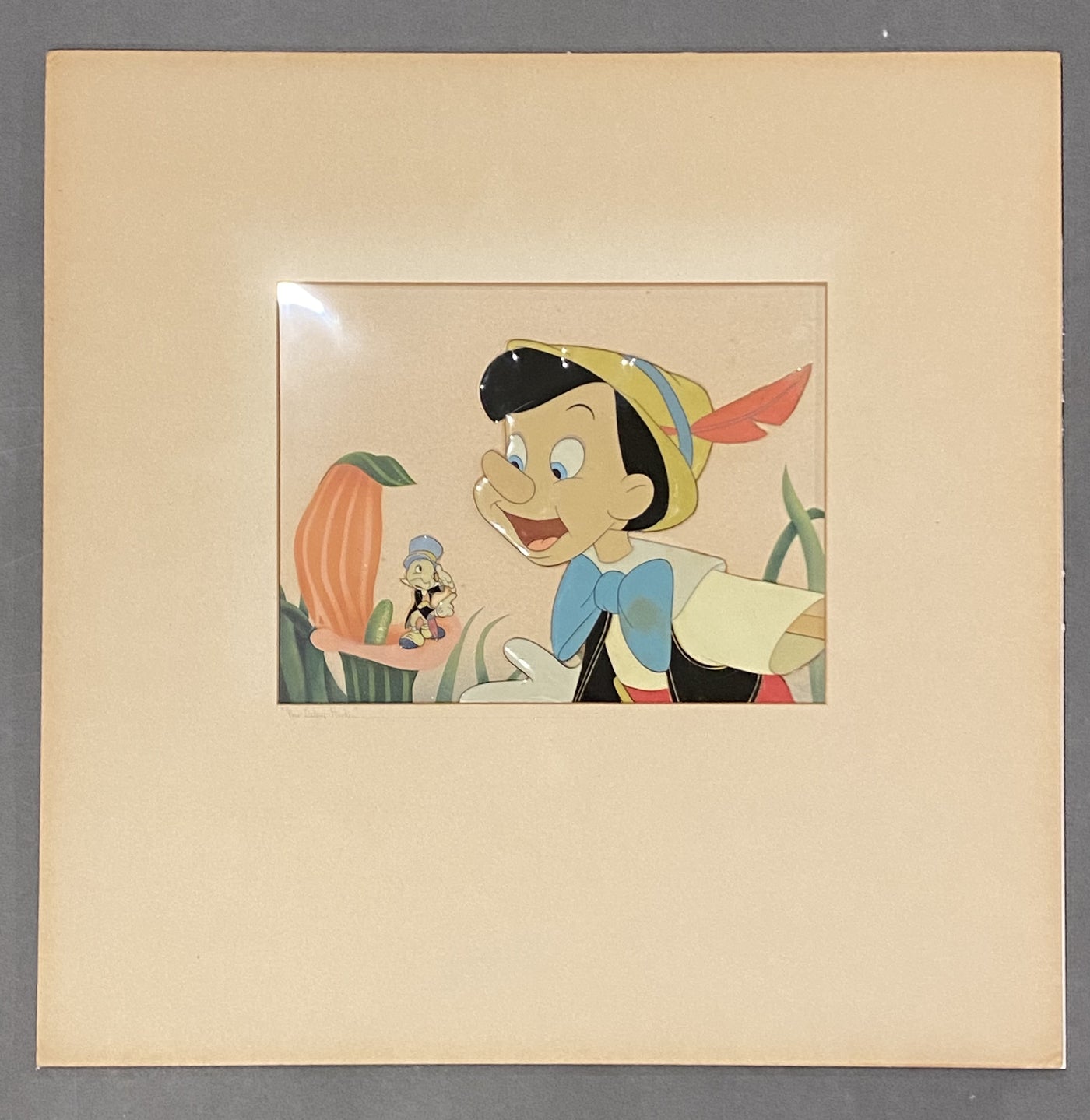 Original Walt Disney Production Cel on a Courvoisier Background from Pinocchio (1940)
