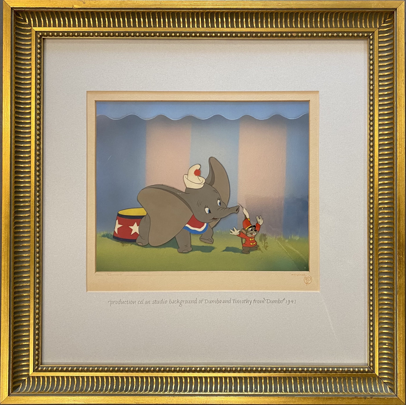 Original Walt Disney Publicity Cel on Disney Art Props Studio Background from Dumbo