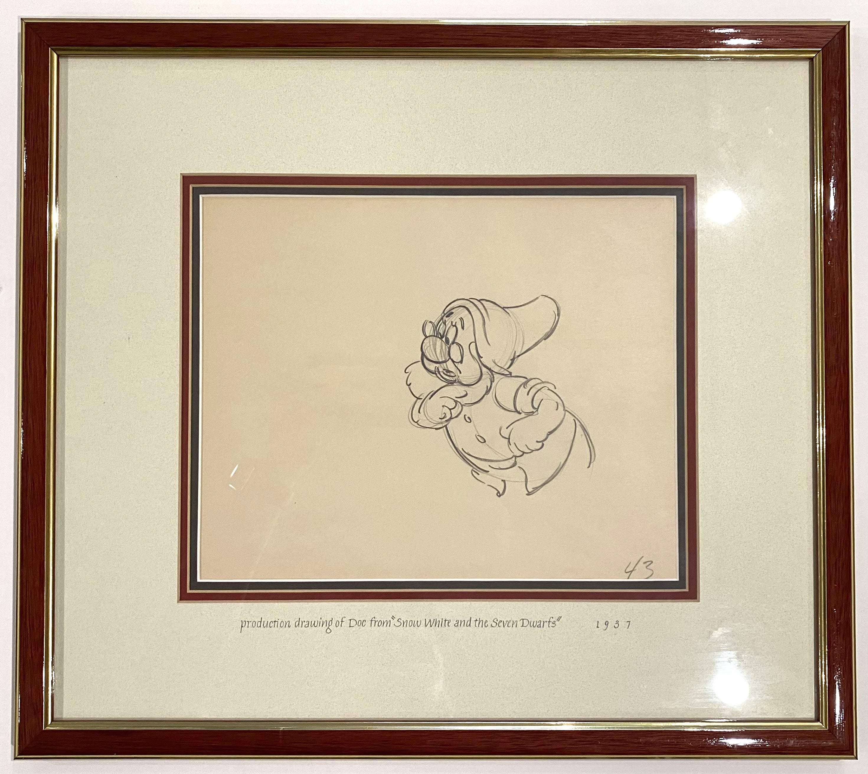 Original Walt Disney Production Drawing Featuring Doc (1937 ...