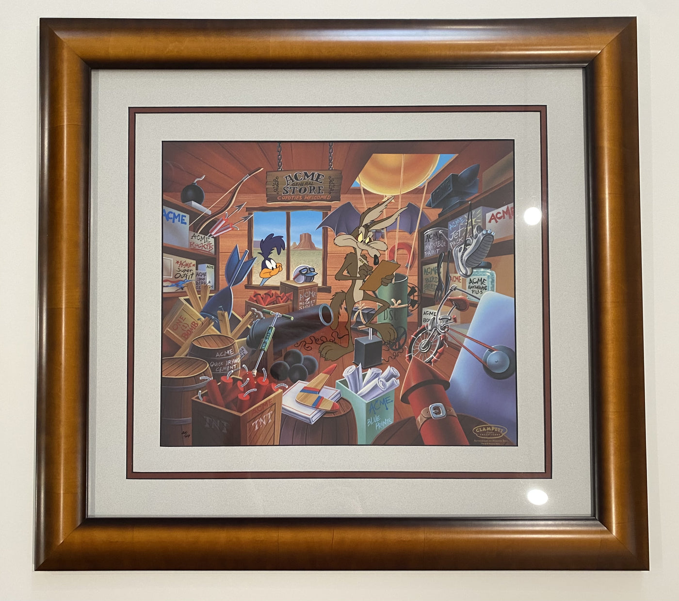 Warner Brothers "Acme General Store" Limited Edition Cel featuring Wile E. Coyote and Road Runner