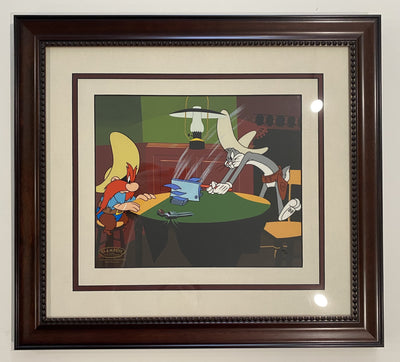 Warner Brothers Limited Edition Cel from "Bugs Bunny Rides Again" featuring Bugs Bunny and Yosemite Sam