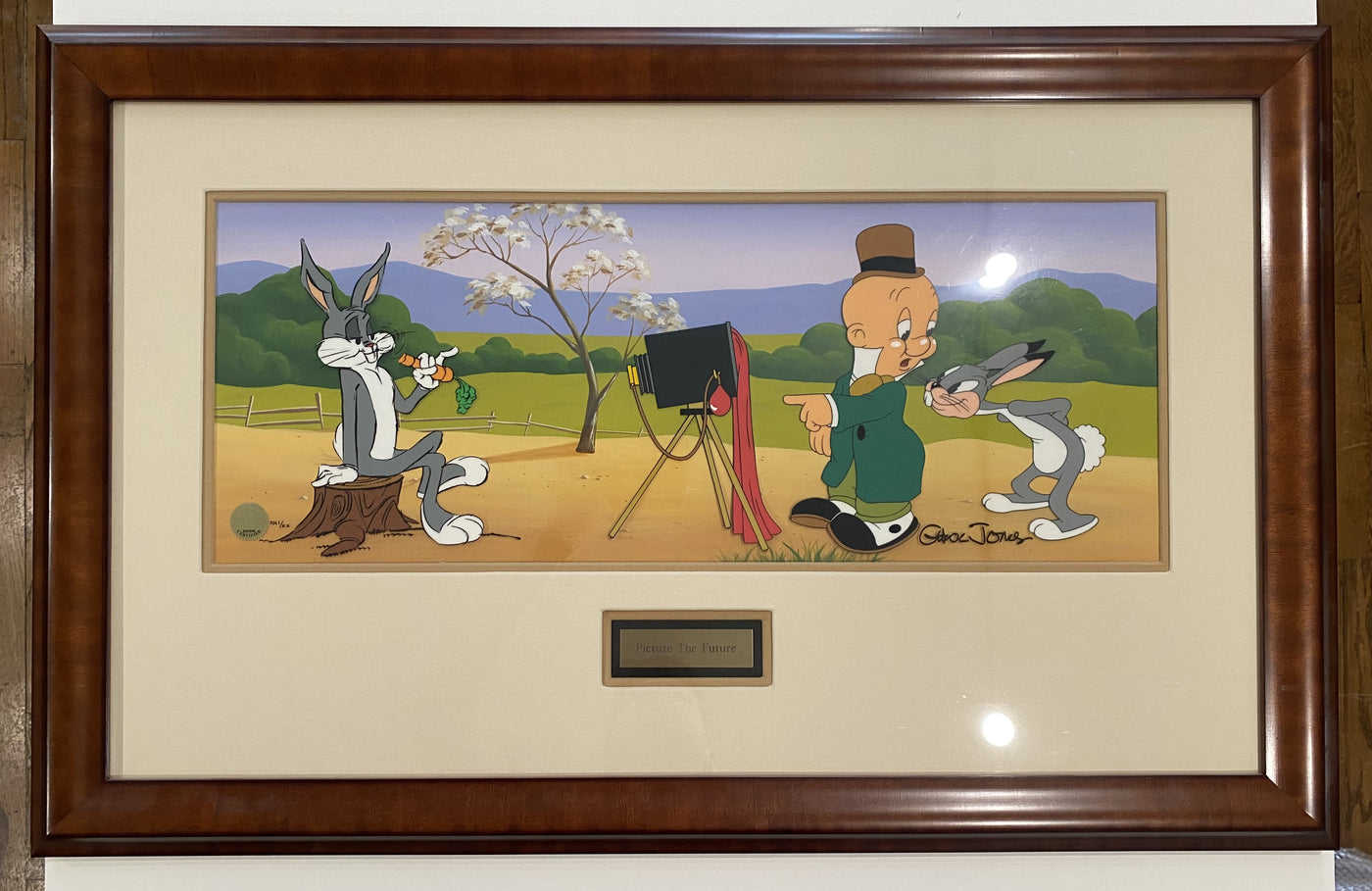Warner Brothers "Picture the Future" Limited Edition Cel featuring Bugs Bunny and Elmer Fudd