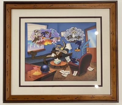 Warner Brothers "Deep Thoughts" Limited Edition Cel featuring Wile E. Coyote and Road Runner, Signed by Ruth Clampett