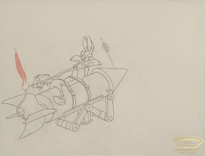 Clampett Studio Collections / Warner Bros Chosen Moments Collection Cel and Matching Drawing "Light 'Em if You Got 'Em"  featuring Wile E. Coyote