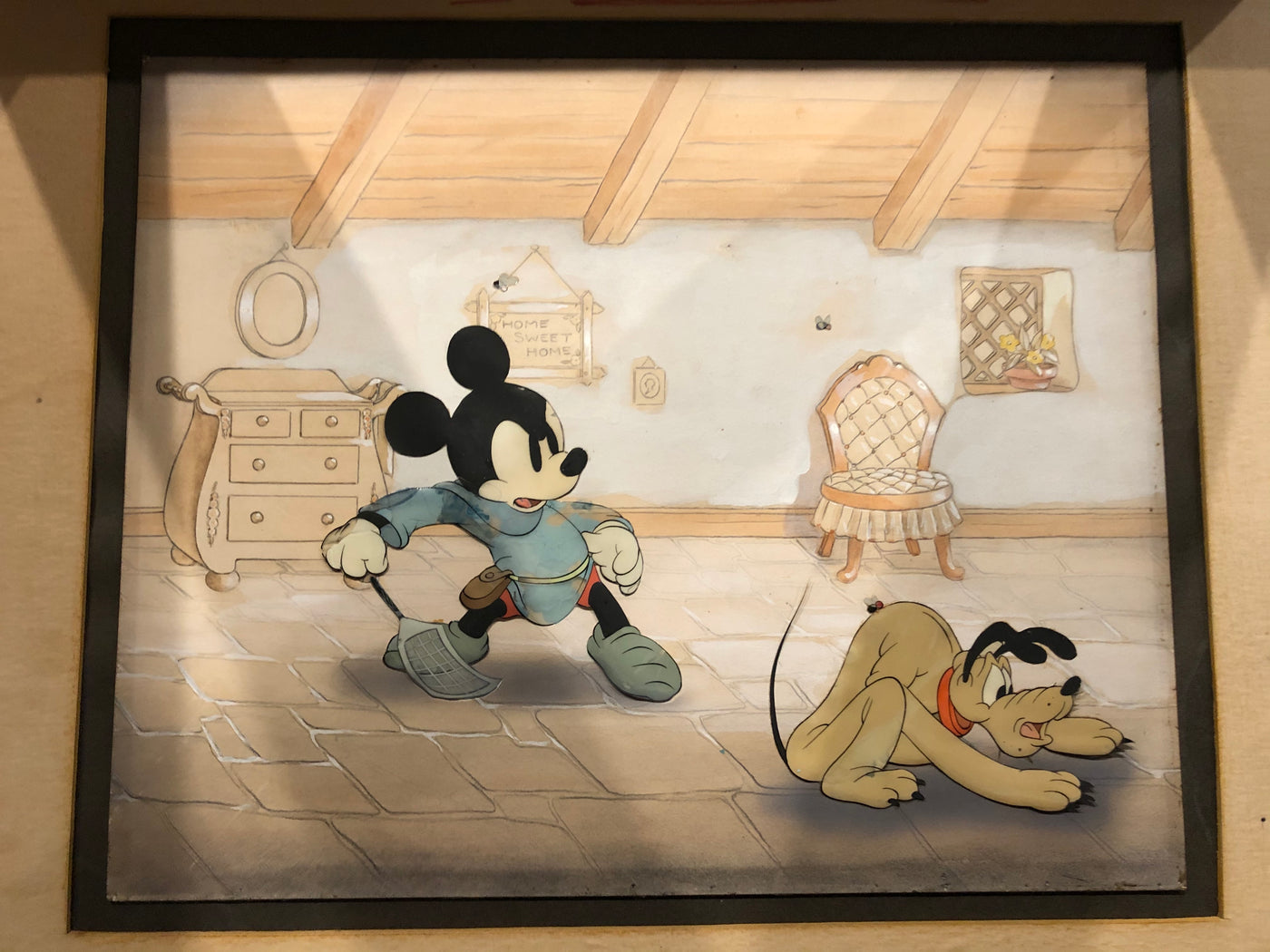 Original Walt Disney Production Cels on Production Background of Mickey Mouse and Pluto