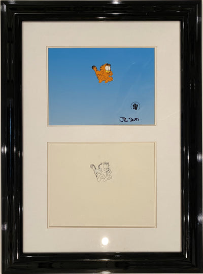 Paws INC Garfield Production Cel with Matching Production Drawing Featuring Garfield Signed by Jim Davis