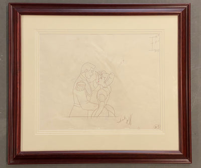 Original Walt Disney Production Drawing from Cinderella featuring Cinderella and Prince Charming