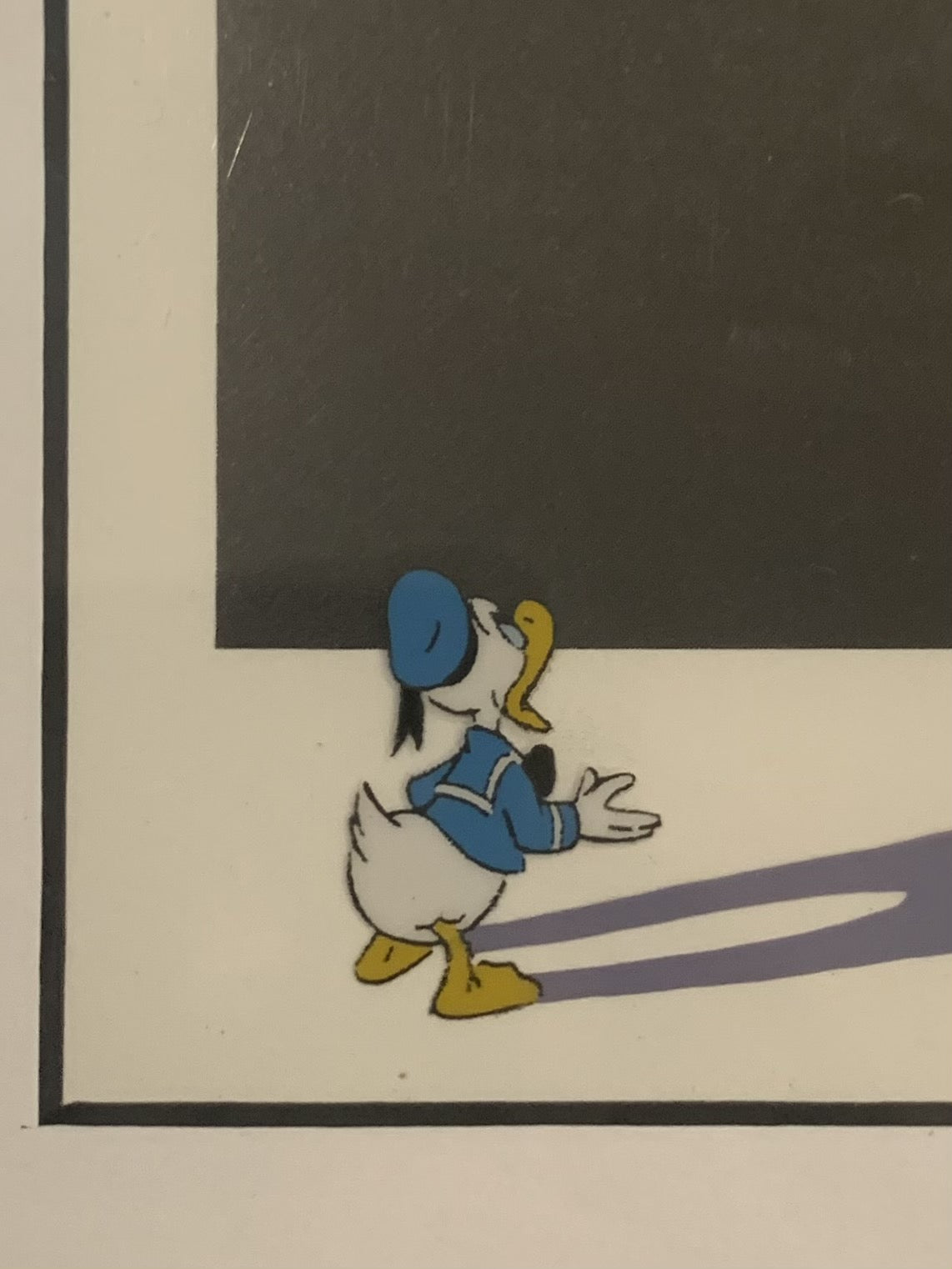 Walt Disney Publicity Cel of Donald Duck with Photograph of Bill Justice and Signatures of Bill Justice and Tony Anselmo