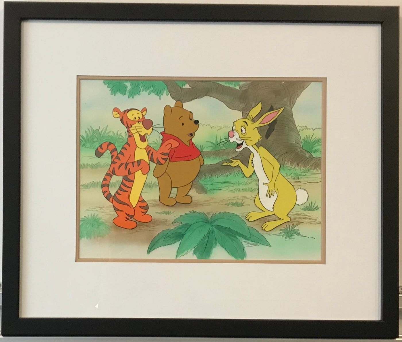 Original Walt Disney Educational Television Production Cel from Winnie the Pooh featuring Tigger, Winnie the Pooh, and Rabbit