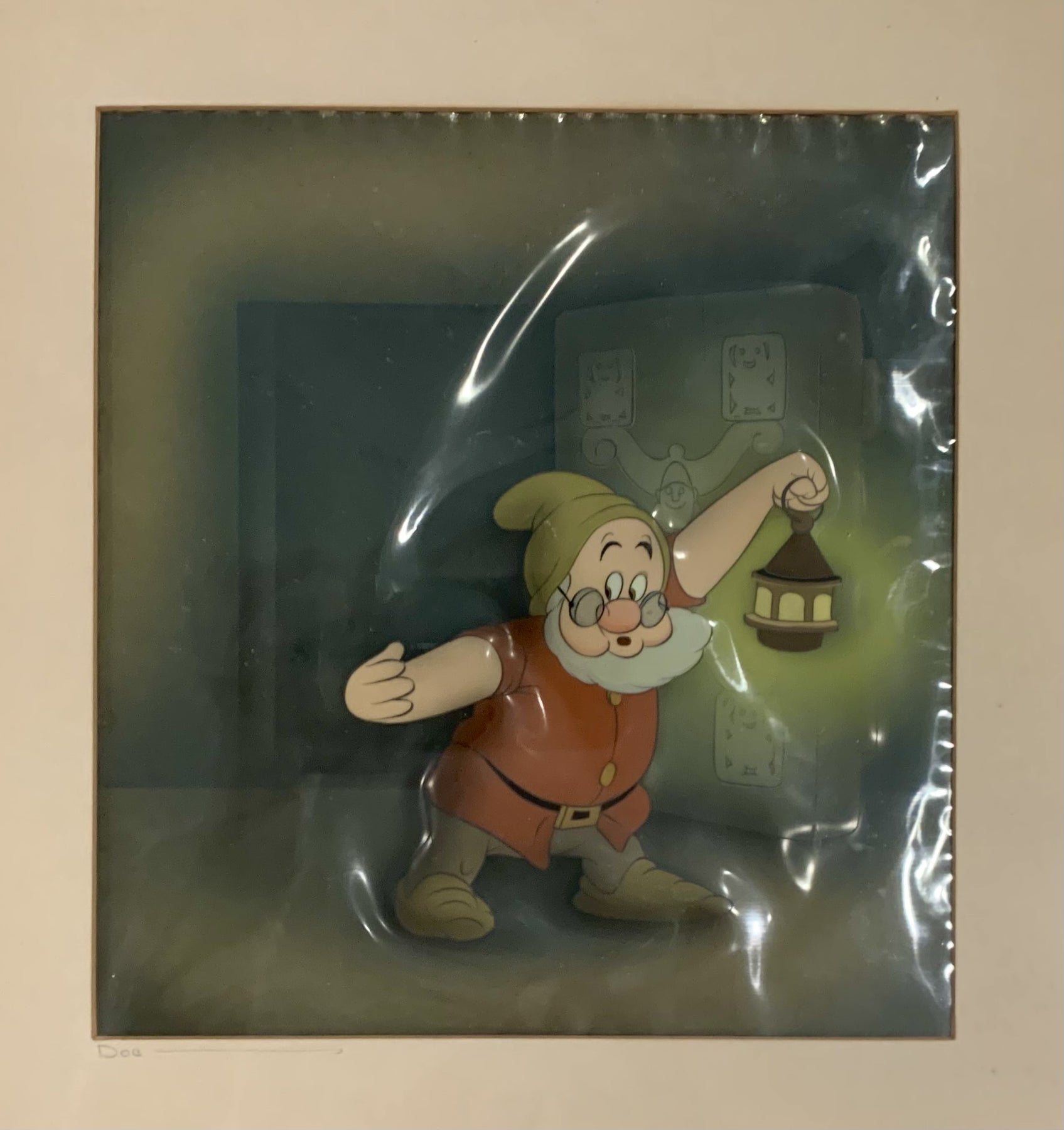 Original Walt Disney Production Cel On Courvoisier Background Of Doc From Snow White And The 