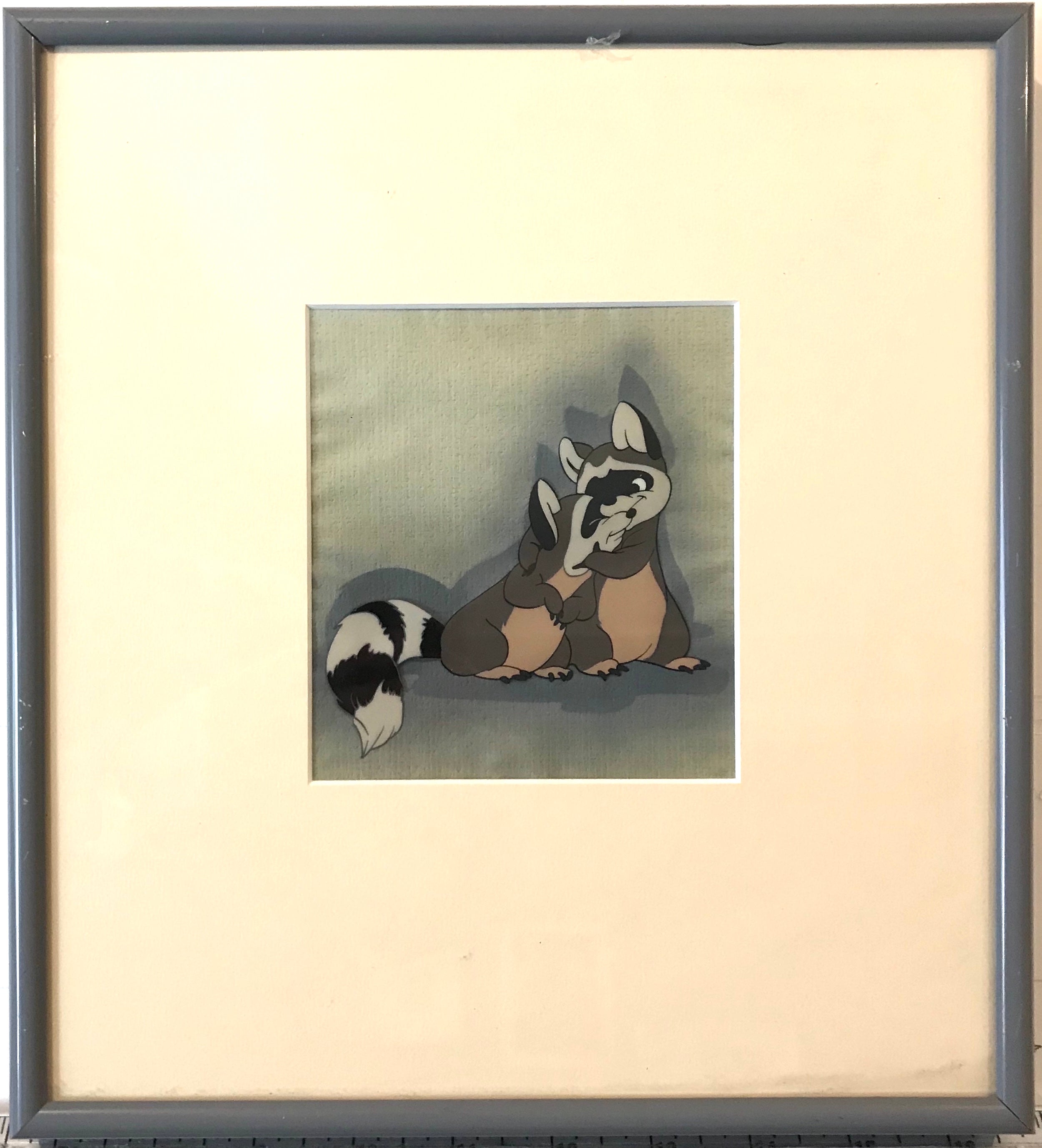 Walt Disney Production Cel on Courvoisier Background featuring Raccoons ...