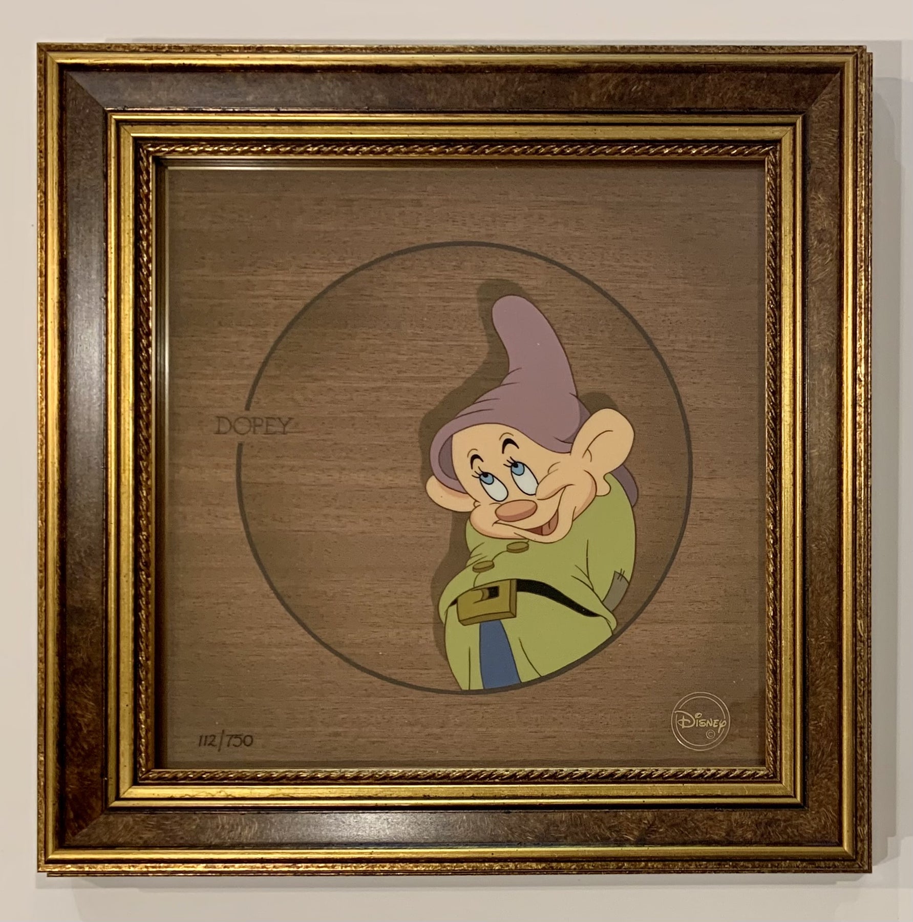 Walt Disney Limited Edition Courvoisier Cel Featuring Dopey From Snow 