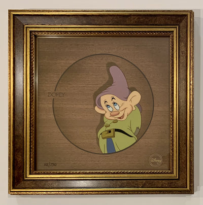 Original Walt Disney Limited Edition Courvoisier Cel from Snow White and the Seven Dwarfs, featuring Dopey