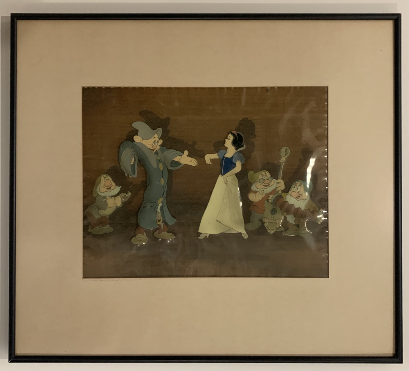 Original Walt Disney Production Cels Setup On Courvoisier Background From Snow White And The 