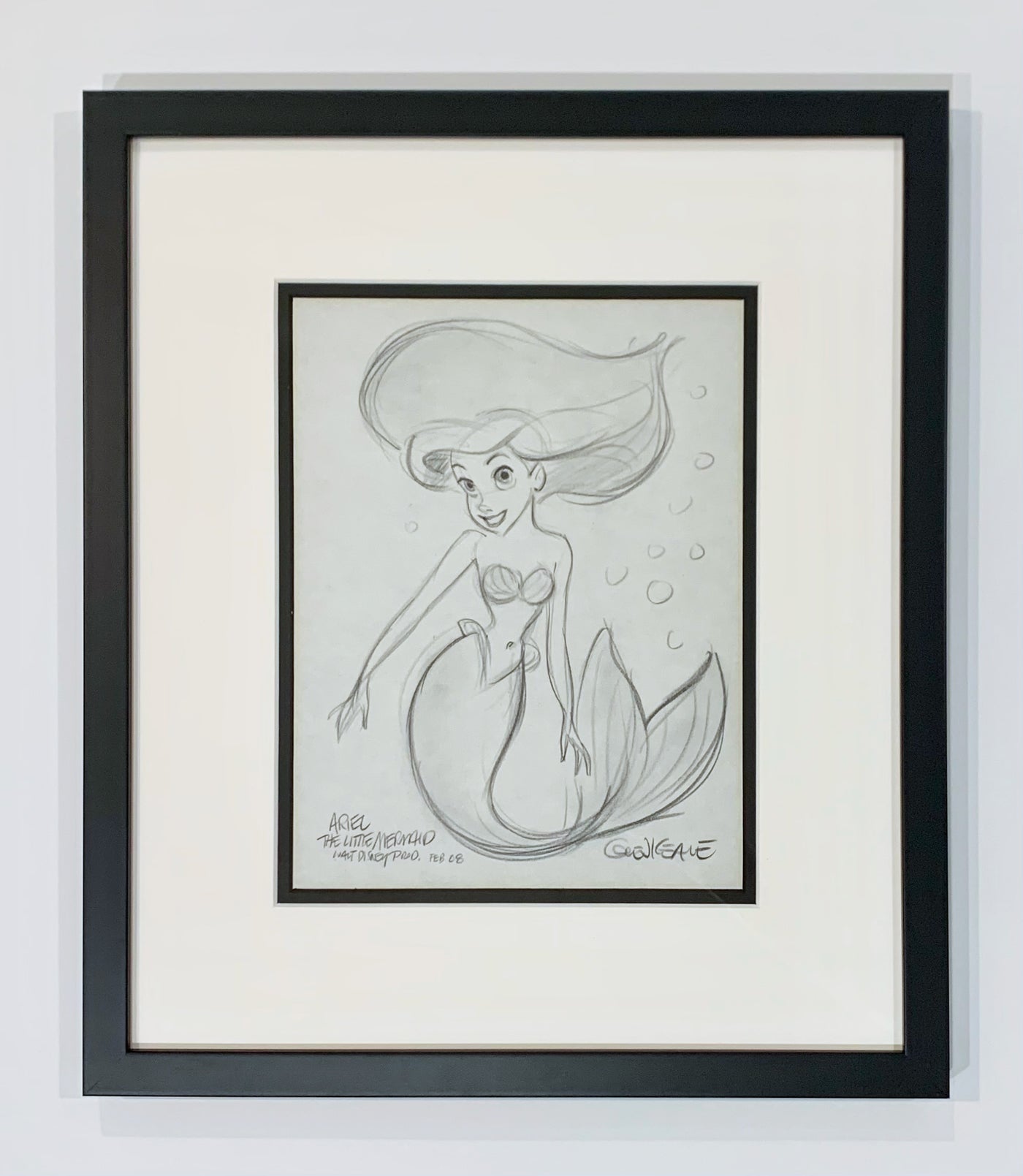 Original Walt Disney Animation Art Drawing featuring Ariel signed by Glen Keane