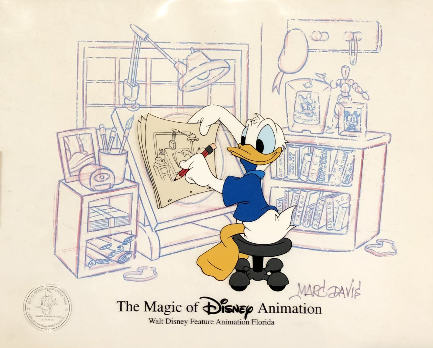Walt Disney Sericel The Magic of Disney Animation Donald at the Drawing Board