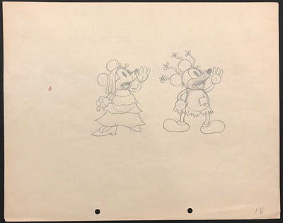 Original Walt Disney Production Drawing of Mickey Mouse and Minnie Mouse from Mickey's Mellerdrammer