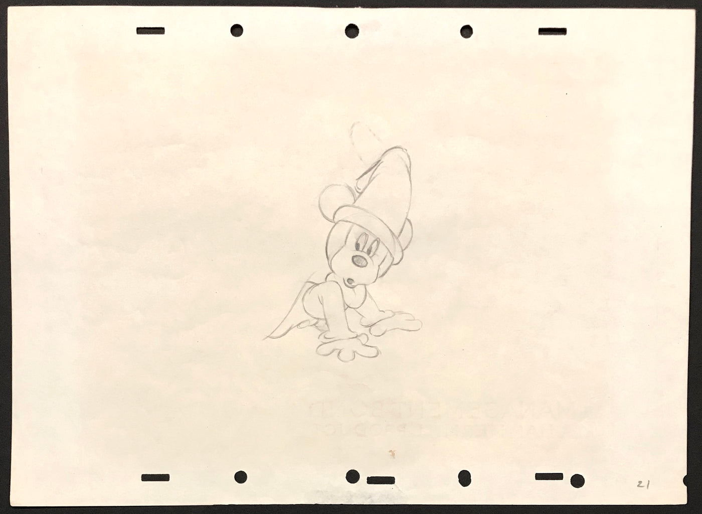 Original Walt Disney Production Drawing Featuring Mickey Mouse from Fantasia