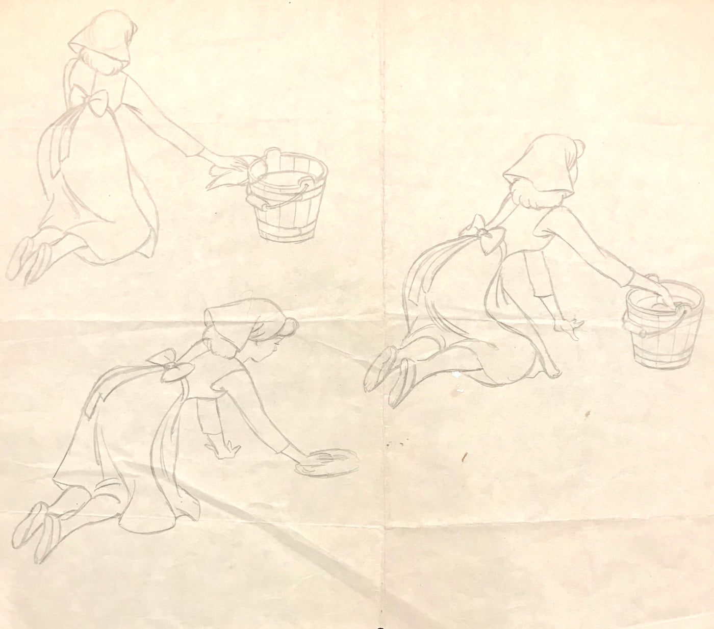Original Walt Disney Model Drawing from Cinderella featuring Cinderella