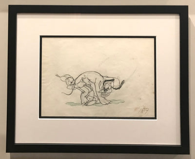 Original Walt Disney Production Drawing of Donald Duck and Pluto
