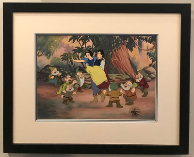Original Walt Disney Limited Edition Cel from Snow White featuring Snow White, Prince, and the Dwarfs