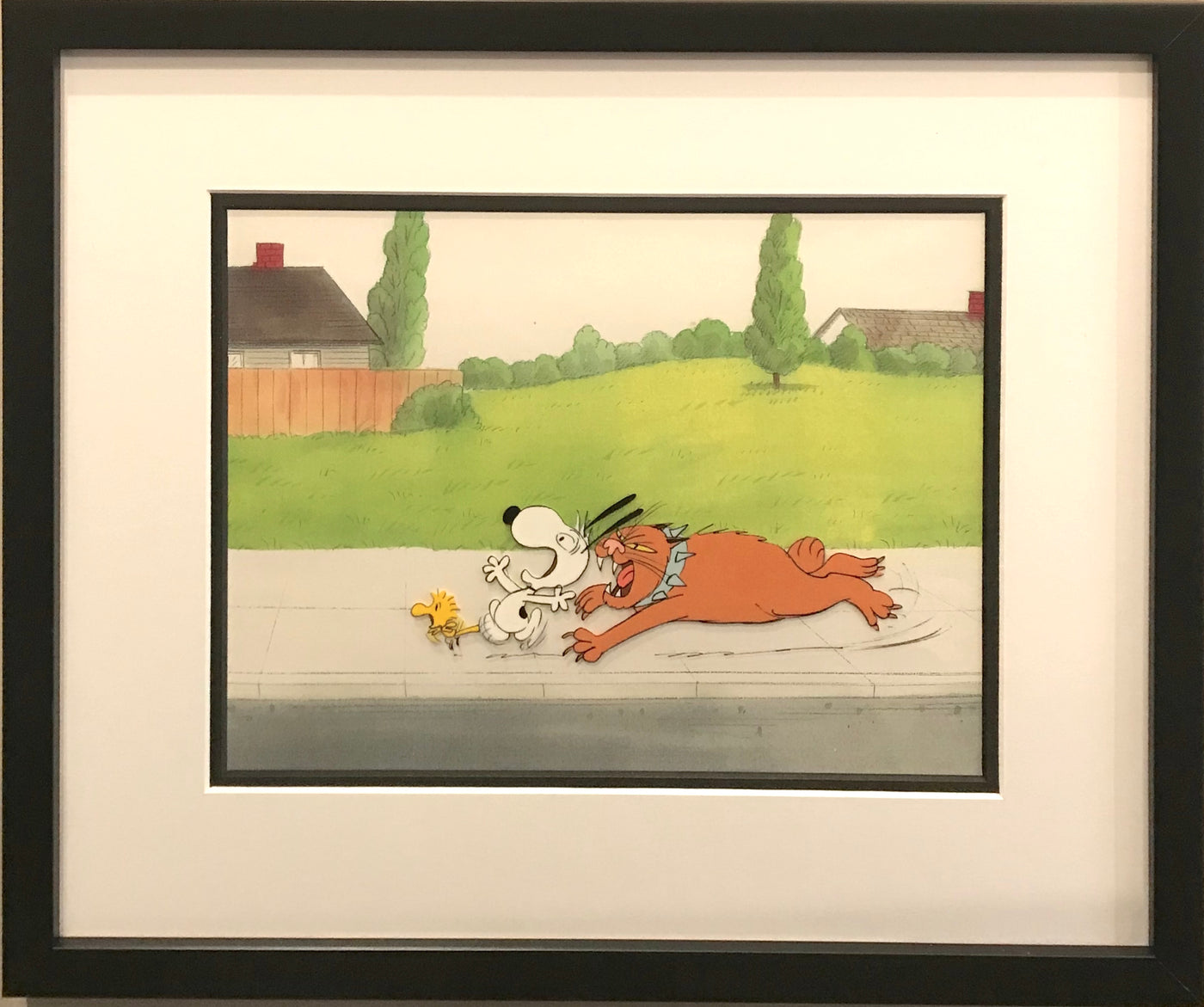 Original Peanuts Production Cel featuring Snoopy and Woodstock
