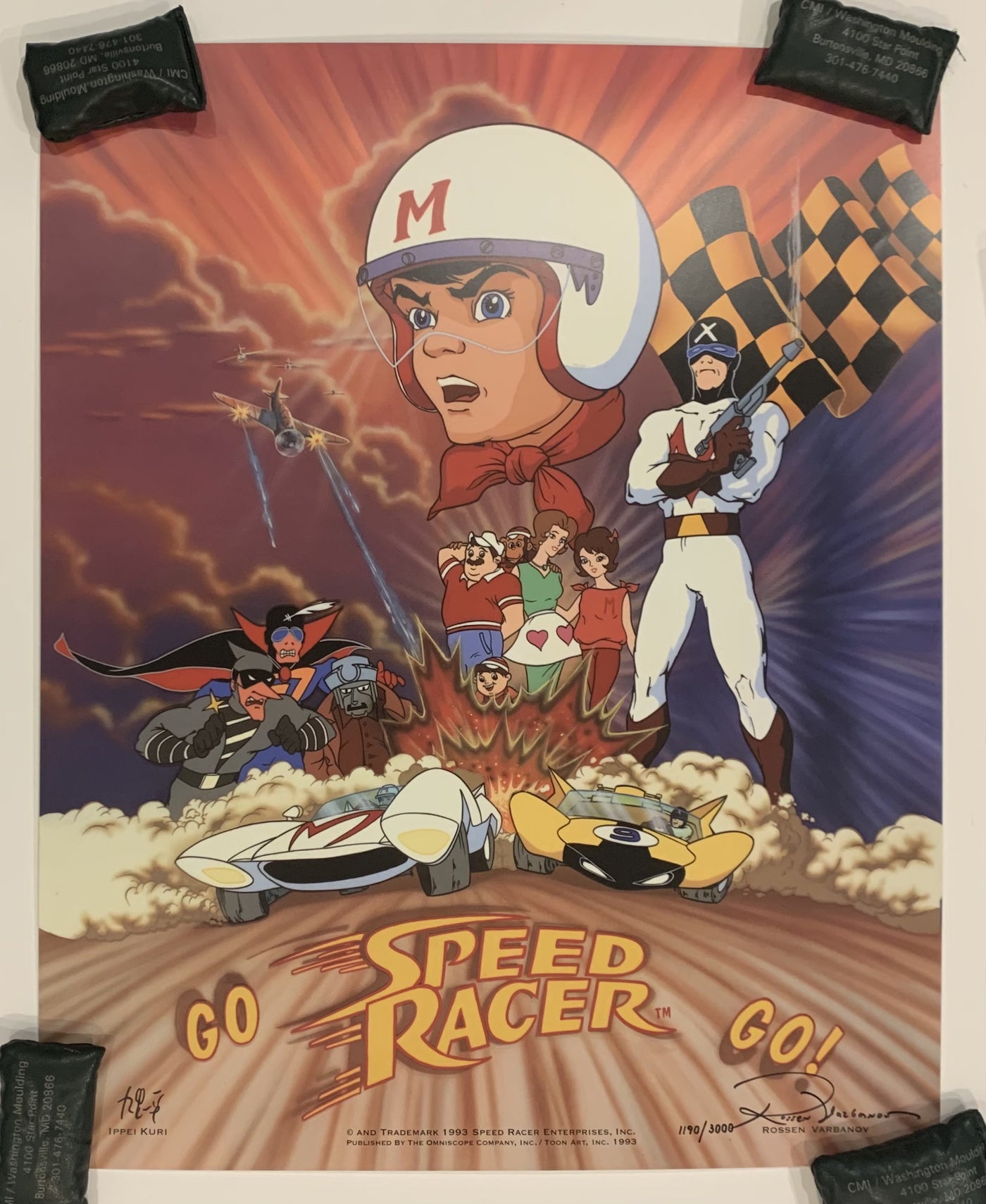 Original Tatsunoko Productions Poster "Go Speed Racer Go!" Signed by Rossen Varbanov