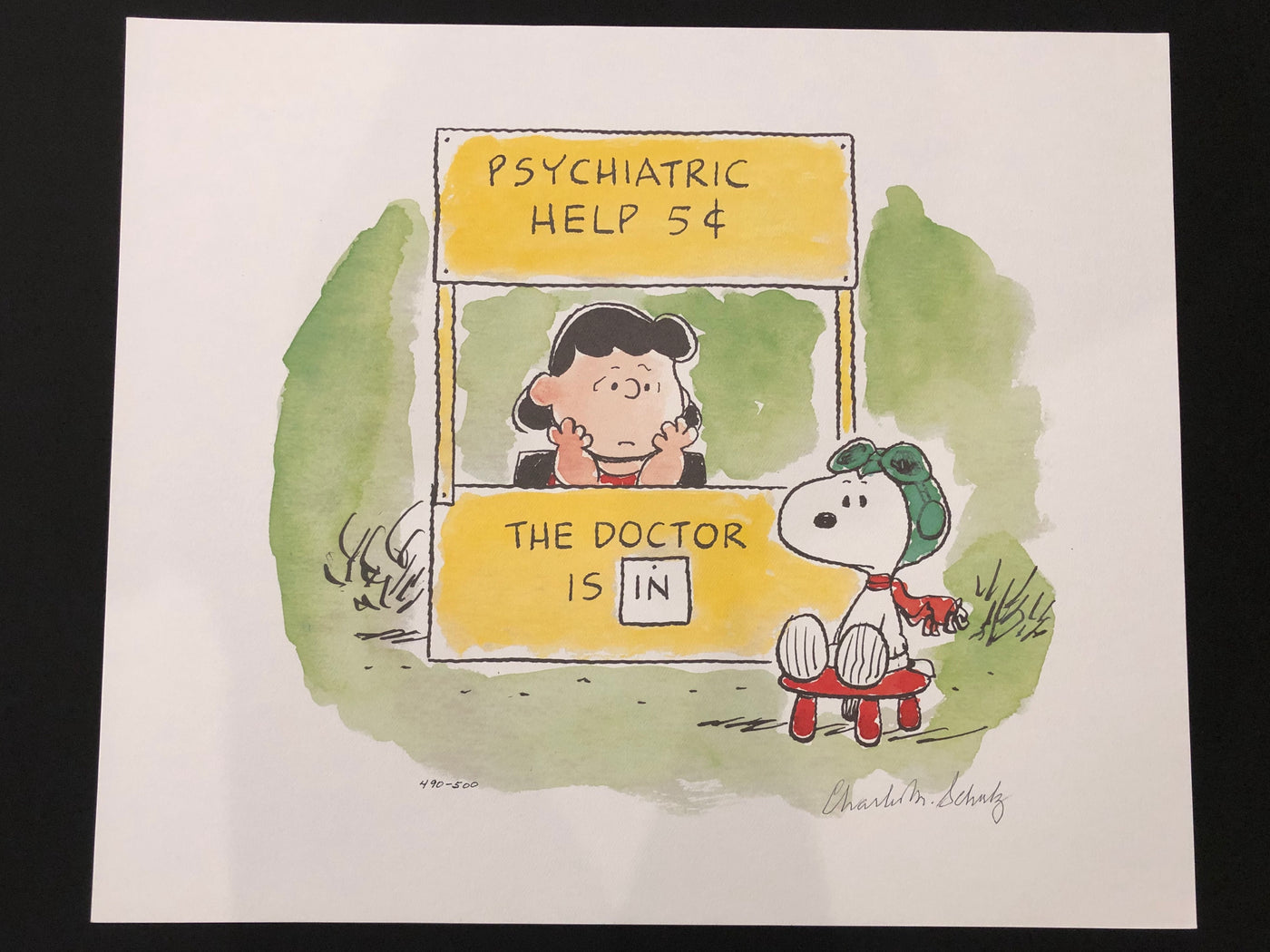 Charles Schulz Signed Lithograph, Five Cents, Please