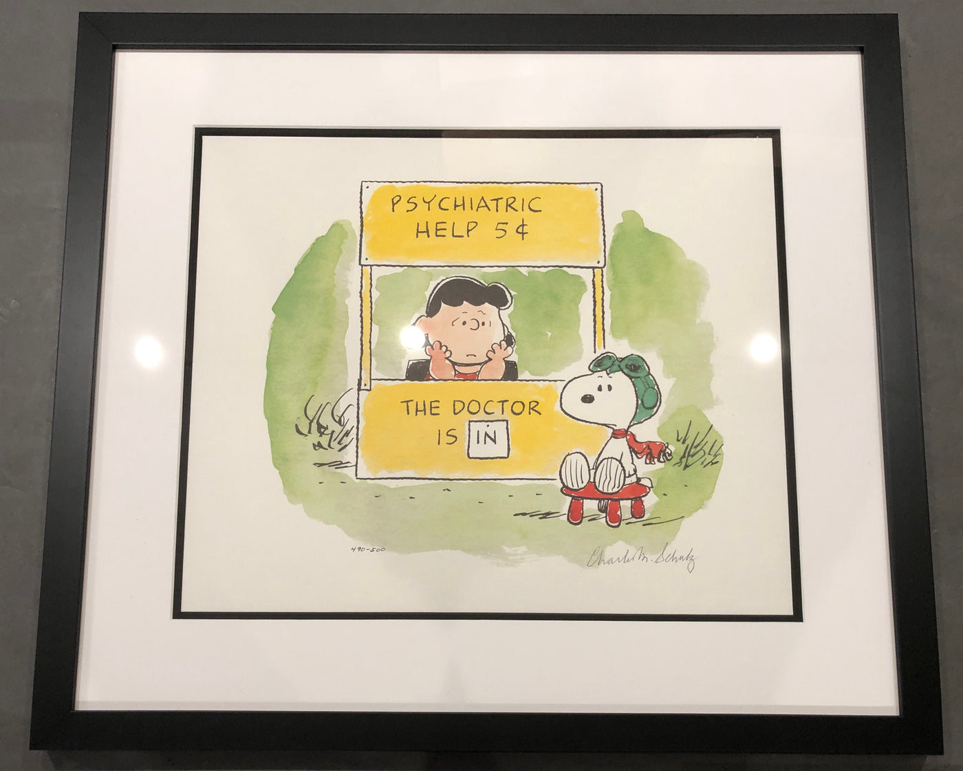 Charles Schulz Signed Lithograph, Five Cents, Please