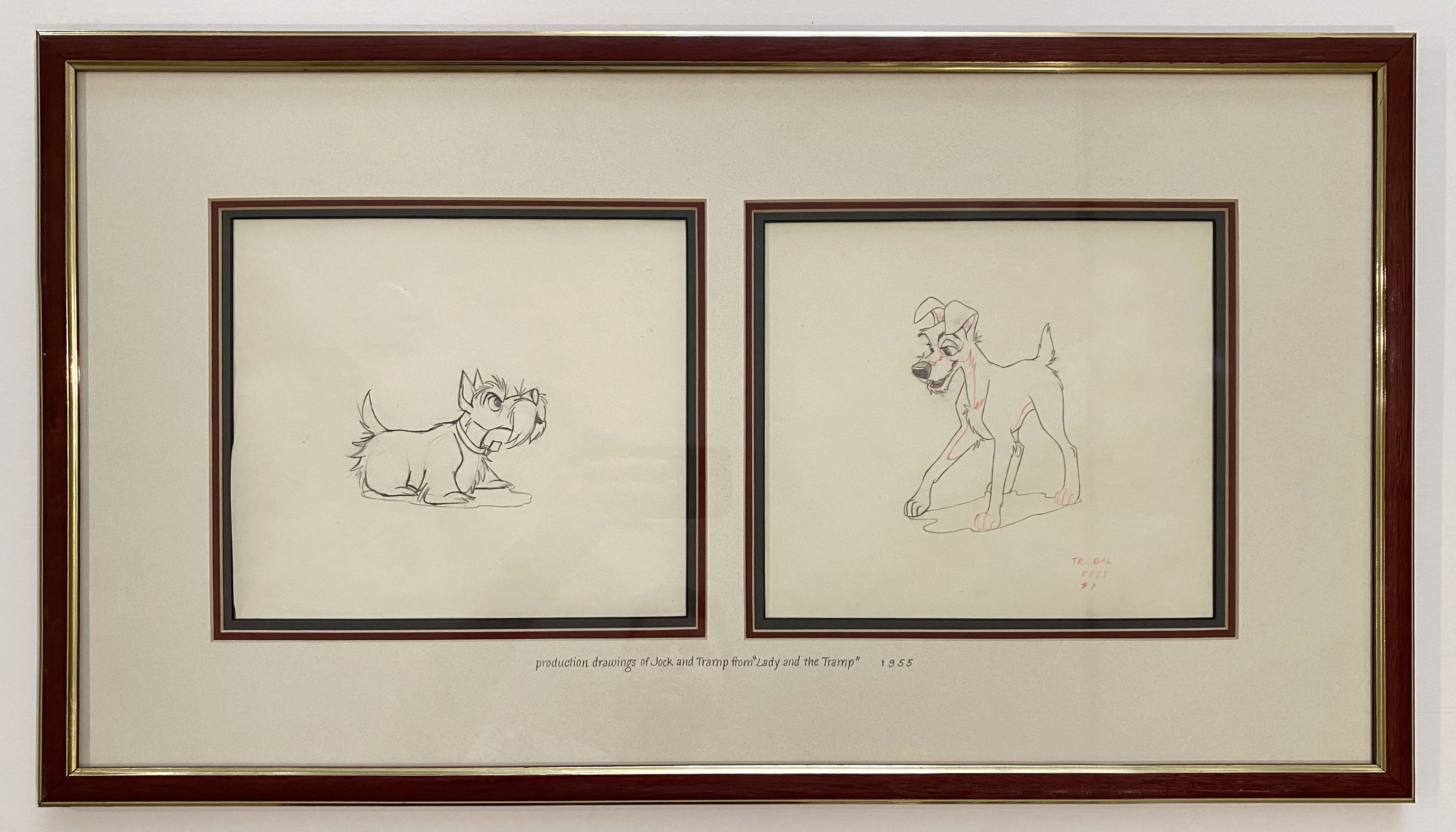 Two Original Walt Disney Production Drawings from Lady and the Tramp ...