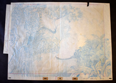 Original Walt Disney Large Background Layout Drawing from The Jungle Book