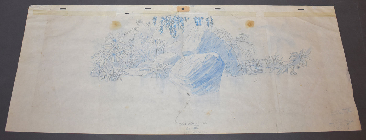 Original Walt Disney Pan Background Layout Drawing from The Jungle Book