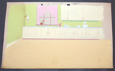 Original Warner Brothers Production Background from Who's Kitten Who? (1952)