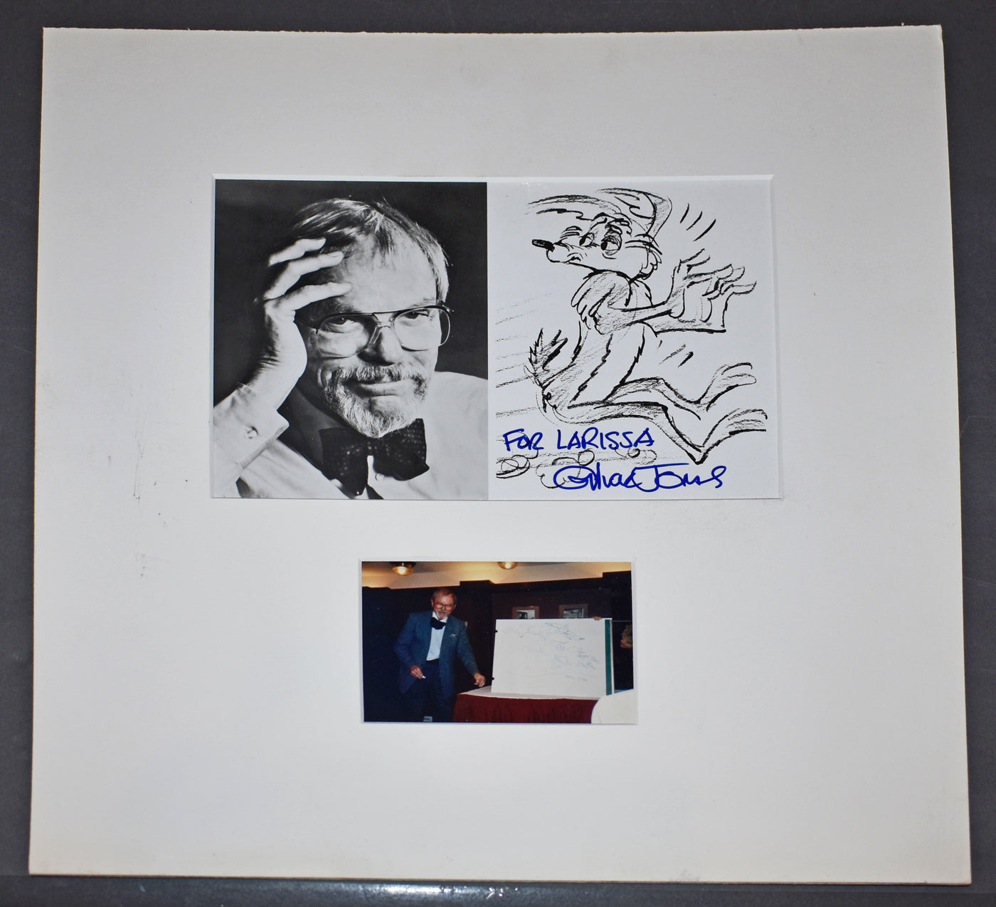 Signed photo by Chuck Jones with photo at the Press Club in the 1990's