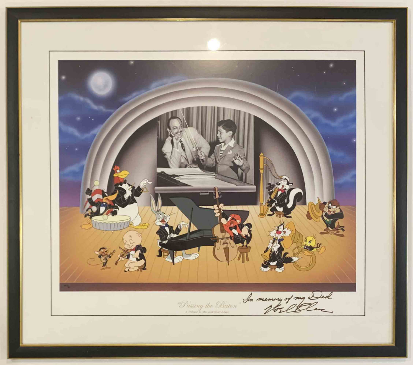 Original Warner Brothers Bob Clampett Studios "Passing the Baton" Limited Edition Lithograph Featuring Mel and Noel Blanc