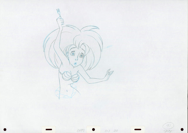 Original Walt Disney Production Drawing From The Little Mermaid featuring Ariel