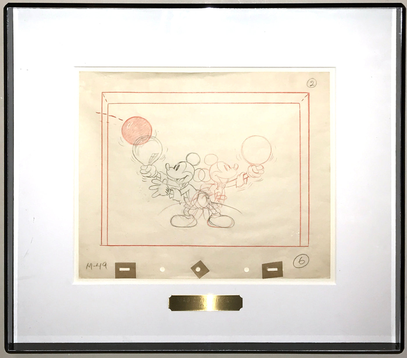 Original Walt Disney Storyboard Drawing from Magician Mickey (1937) featuring Mickey Mouse
