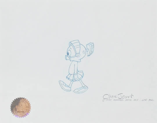 Warner Brother Limited Edition Cel 1/1 with Matching Production Drawing featuring Marvin the Martian