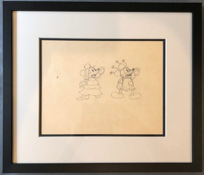 Original Walt Disney Production Drawing of Mickey Mouse and Minnie Mouse from Mickey's Mellerdrammer