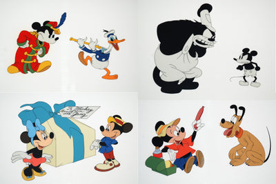 Set of Four Walt Disney Limited Edition Cels from Walt Disney's Mickey Mouse 50th Anniversary Commemorative Limited Edition Cel Portfolio