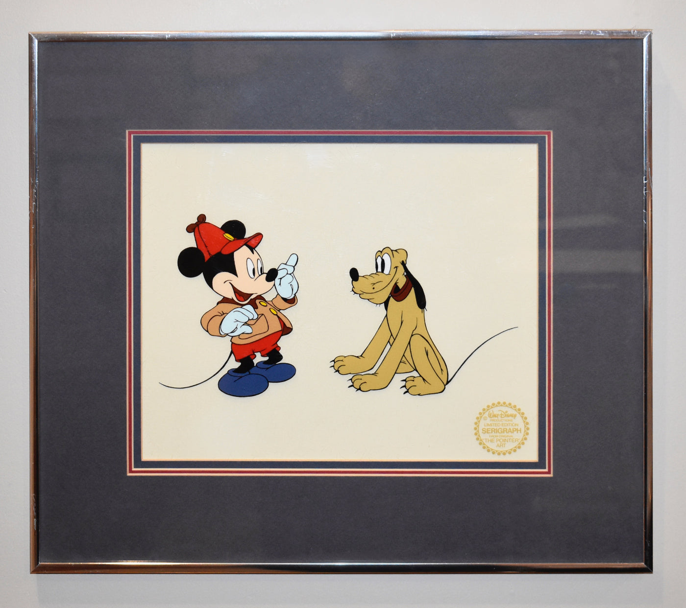 Original Walt Disney Sericel "The Pointer Art" featuring Mickey Mouse and Pluto
